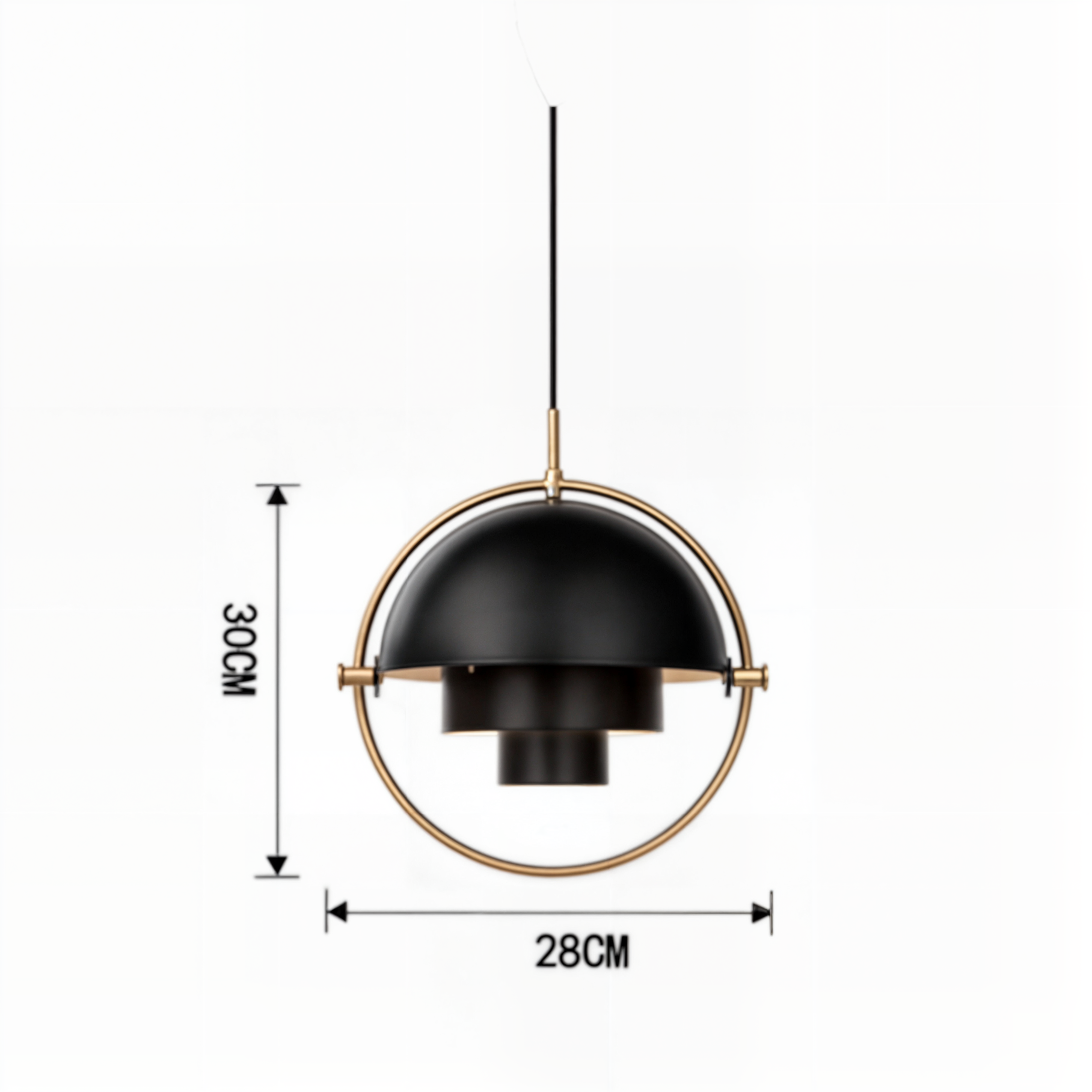 Moderne Eisen Glas Pendelleuchte | E27 Birne | Verchromte Oberfläche | Schwarz Silber Gold