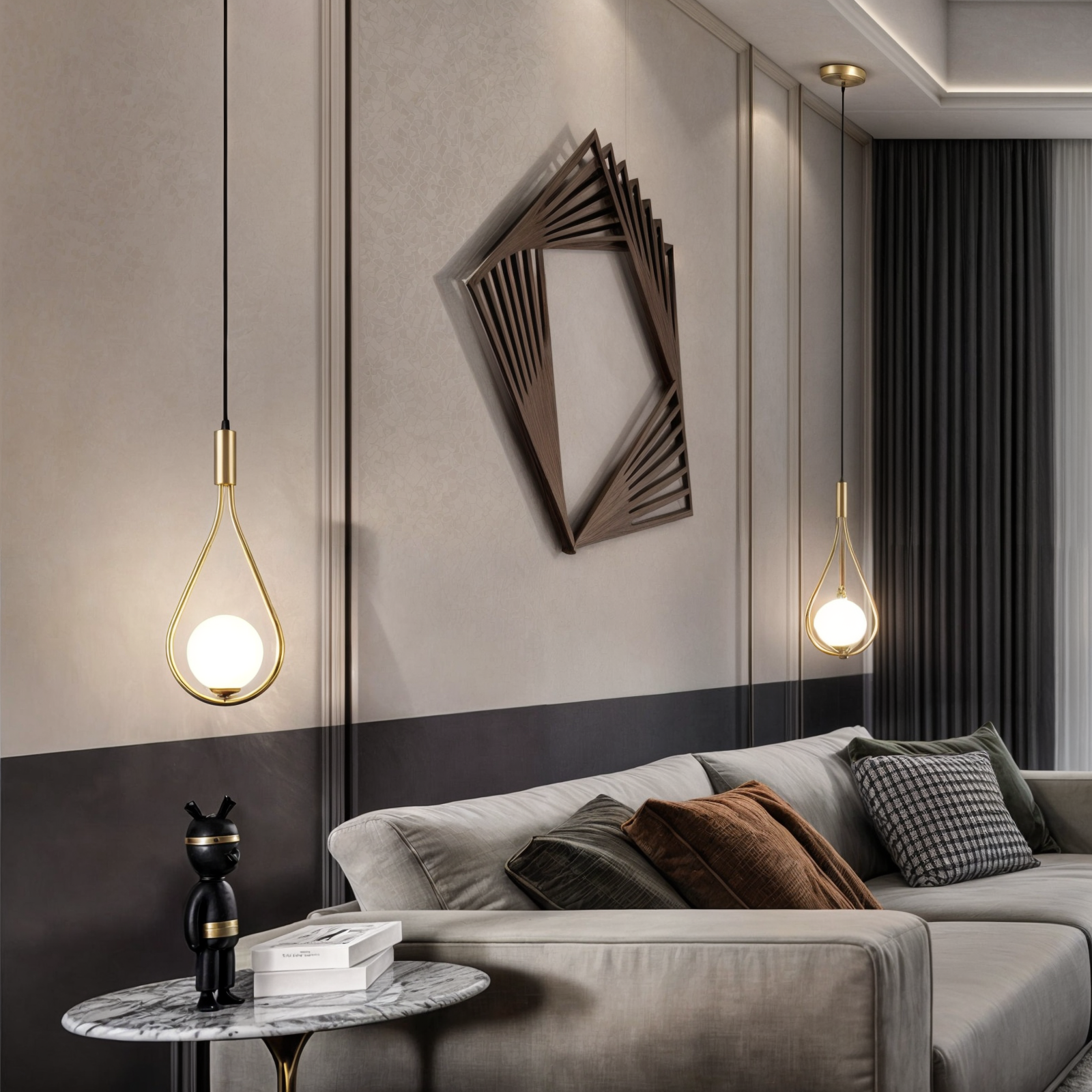 Modern Nordic Pendant Light, Iron & Glass, E27/E14/G9, Height Adjustable
