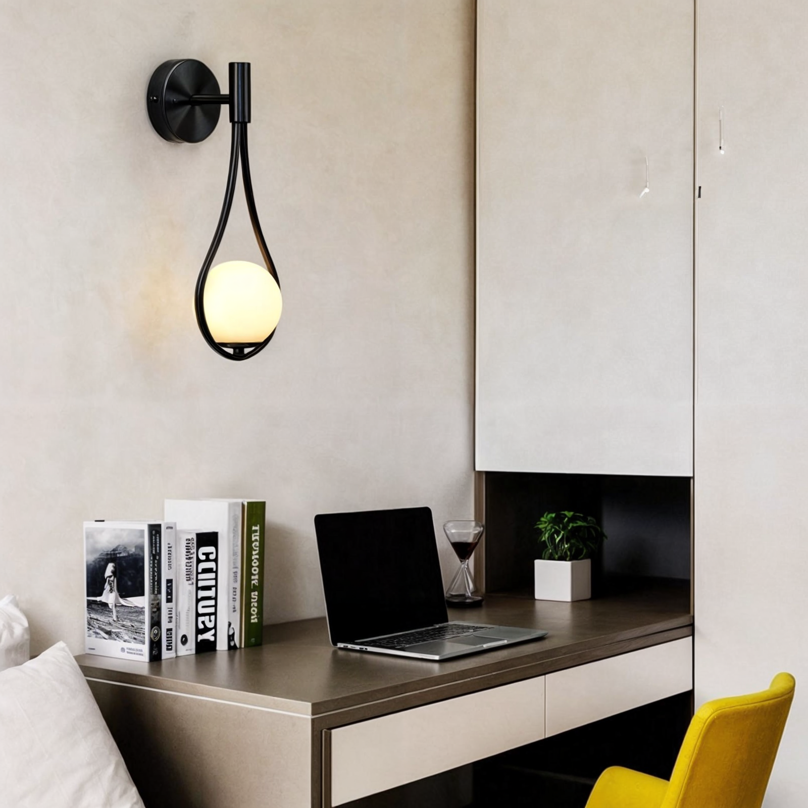 Moderne nordische Wandleuchte, Schwarz/Gold, G4 LED, Eisen+Glas, Up/Down