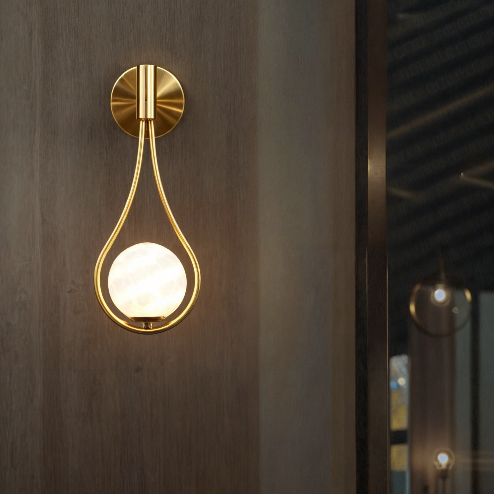 Moderne nordische Wandleuchte, Schwarz/Gold, G4 LED, Eisen+Glas, Up/Down