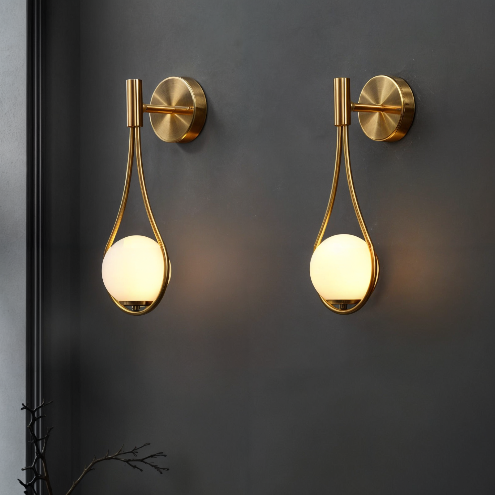 Moderne nordische Wandleuchte, Schwarz/Gold, G4 LED, Eisen+Glas, Up/Down