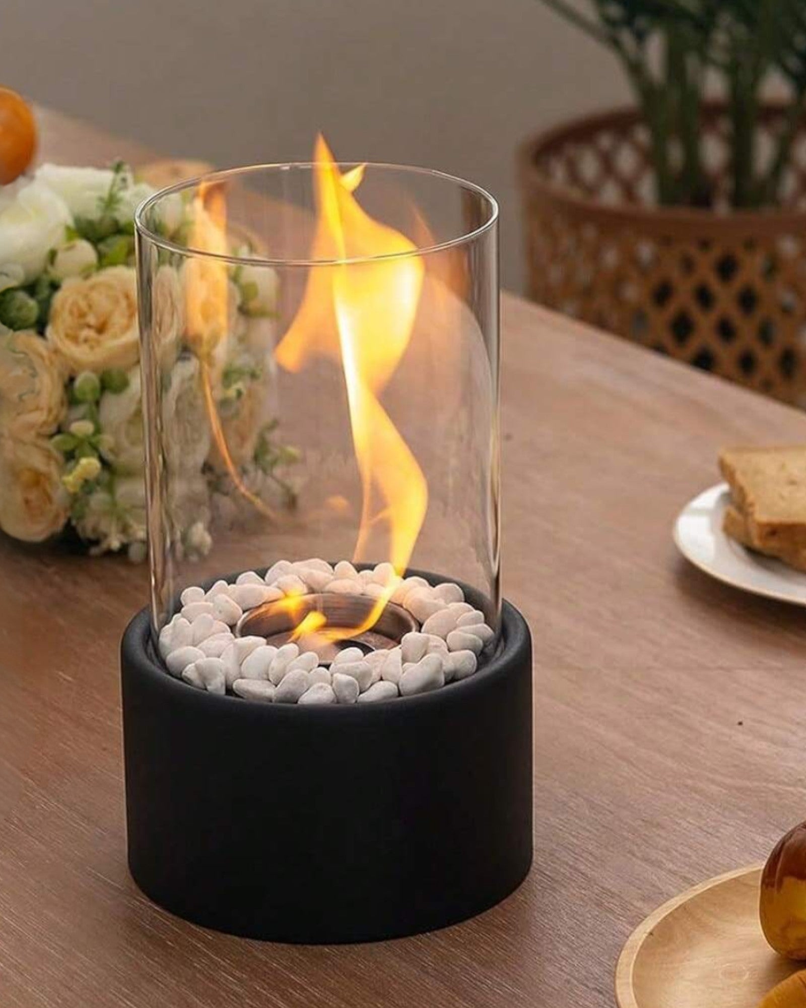 Eternal Flame Oil Lamp, 26x14cm Metal & Glass, Open Flame, Safe, Elegant
