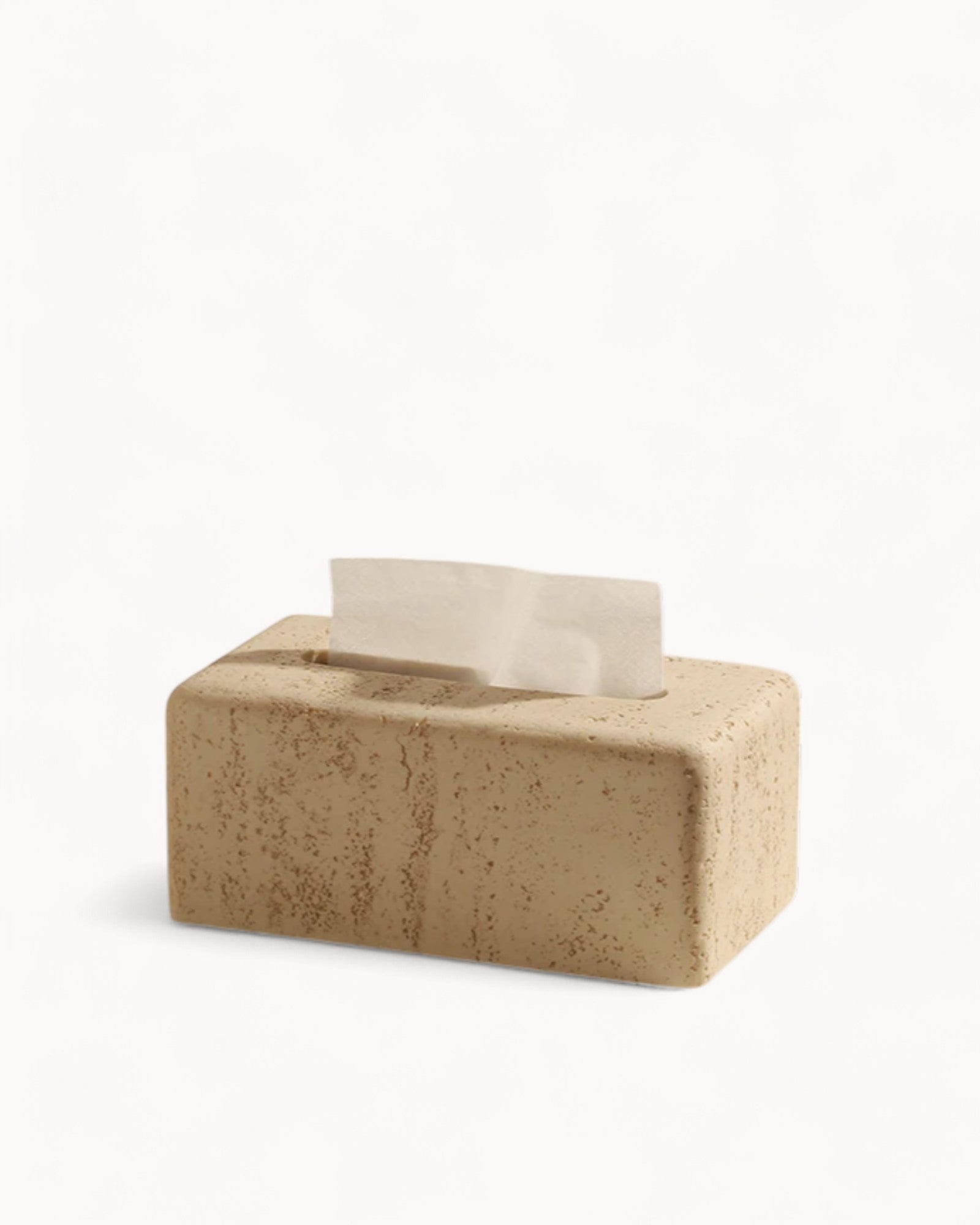 Natural Travertine Tissue Box – Marble Bathroom Accessory, Stone Color, 22 cm