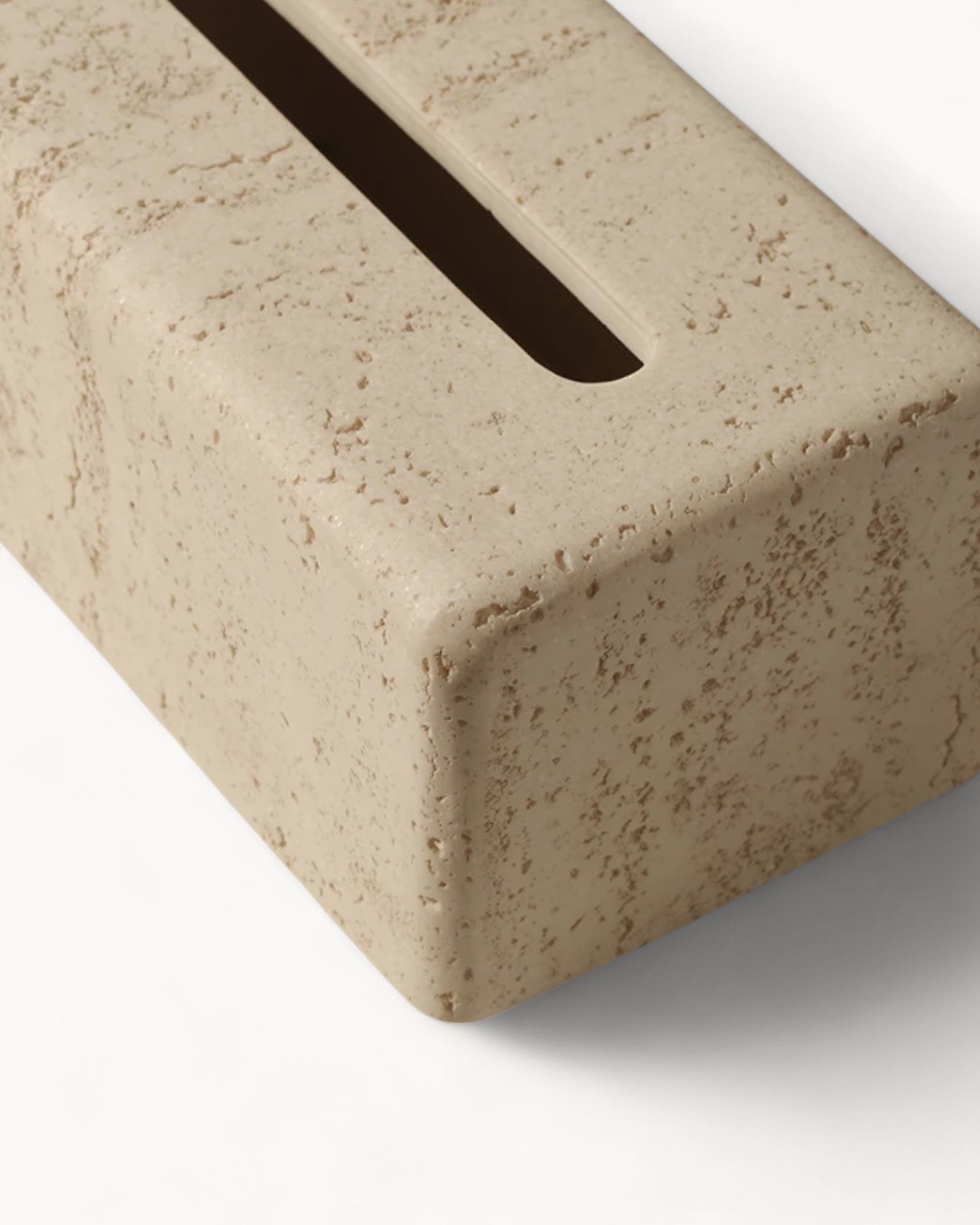 Natural Travertine Tissue Box – Marble Bathroom Accessory, Stone Color, 22 cm