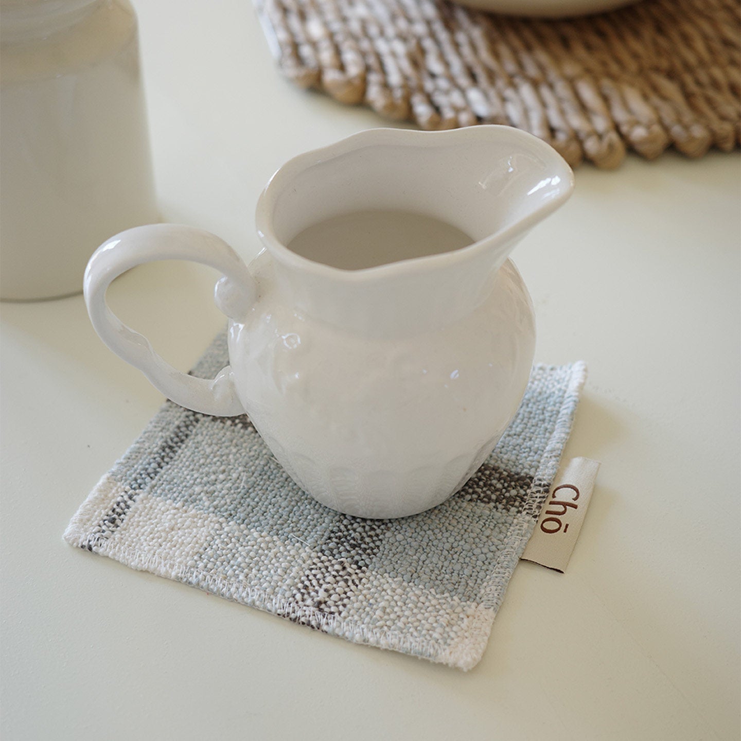 Handwoven Cotton Coaster in Vintage Style