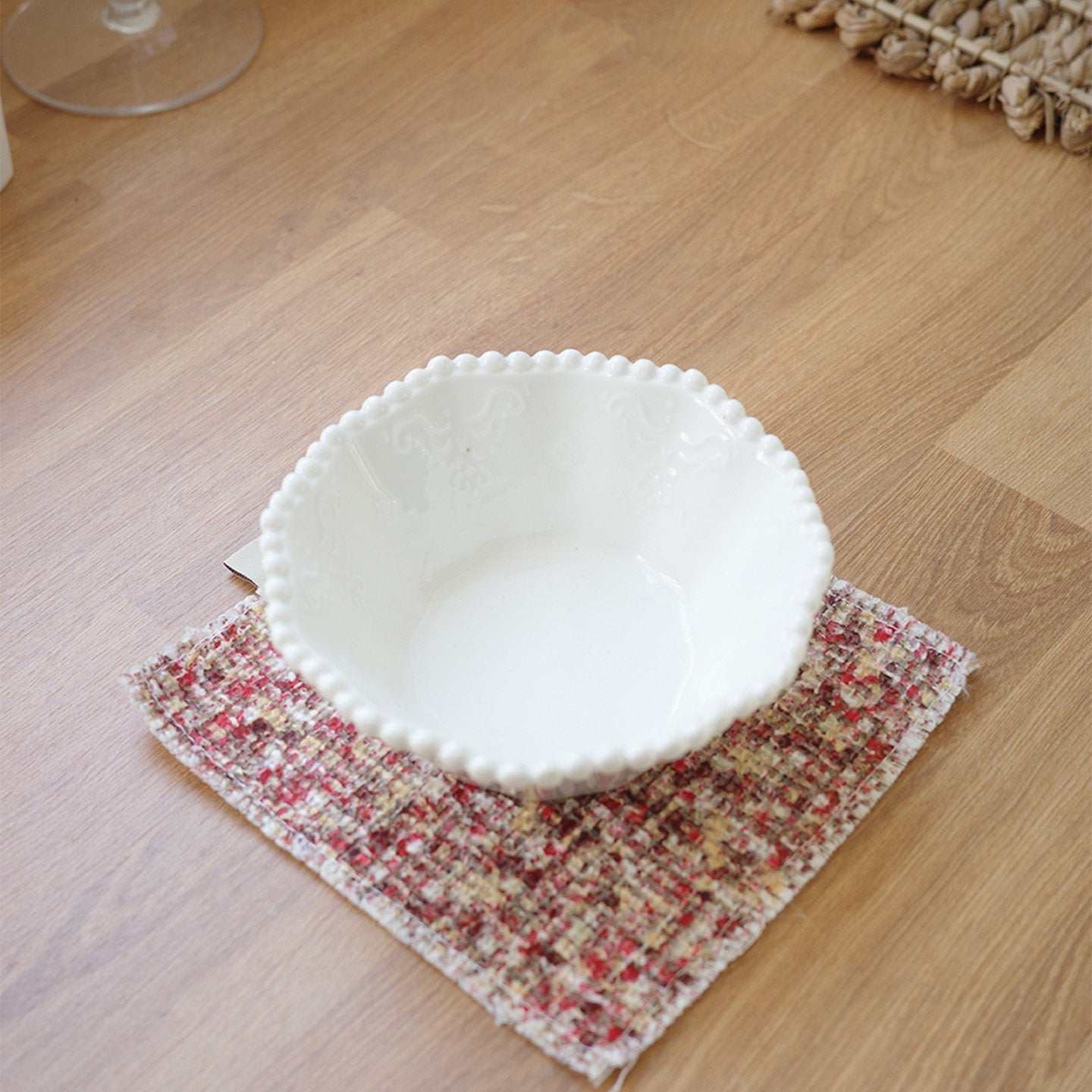 Handwoven Cotton Coaster in Vintage Style