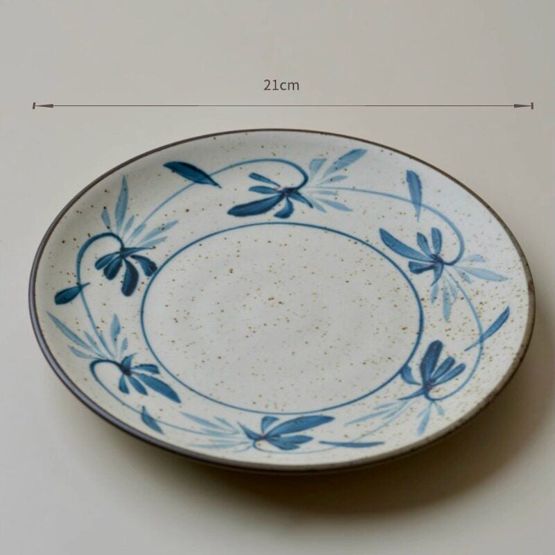 Handcrafted Hand-Painted Breakfast Plate in Blue and White