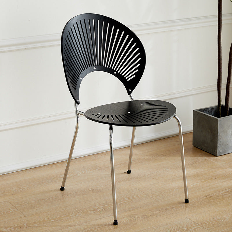 Minimalist Shell-Shaped Solid Wood Dining Chair