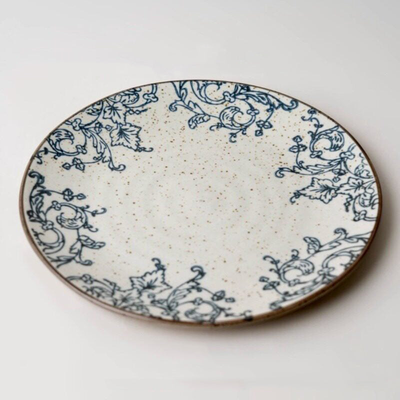 Handcrafted Hand-Painted Breakfast Plate in Blue and White