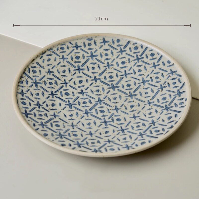 Handcrafted Hand-Painted Breakfast Plate in Blue and White