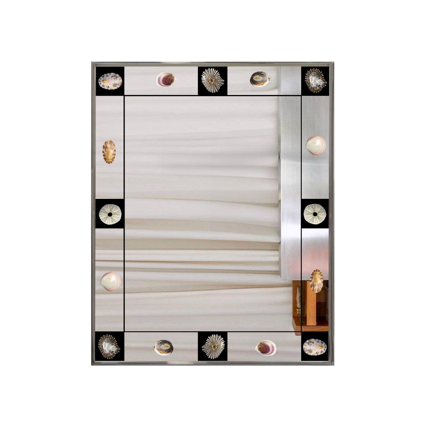 Vintage Bauhaus Wandspiegel – Artistieke Decoratieve Spiegel met Schelpdetails & Zilveren Lijst