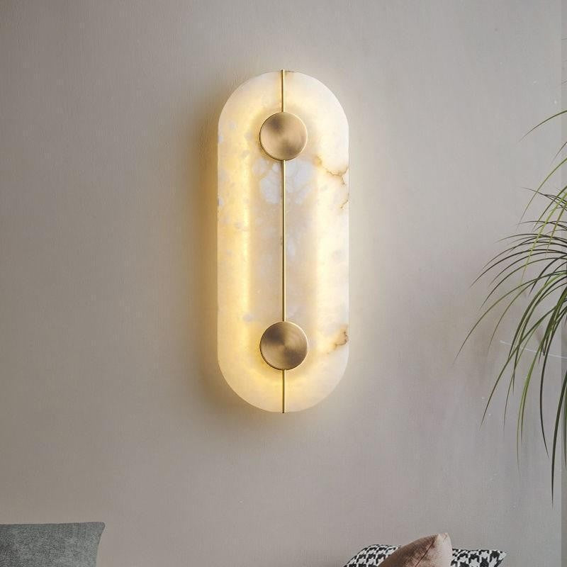 Alabaster en Messing Wandlamp in Modern Design