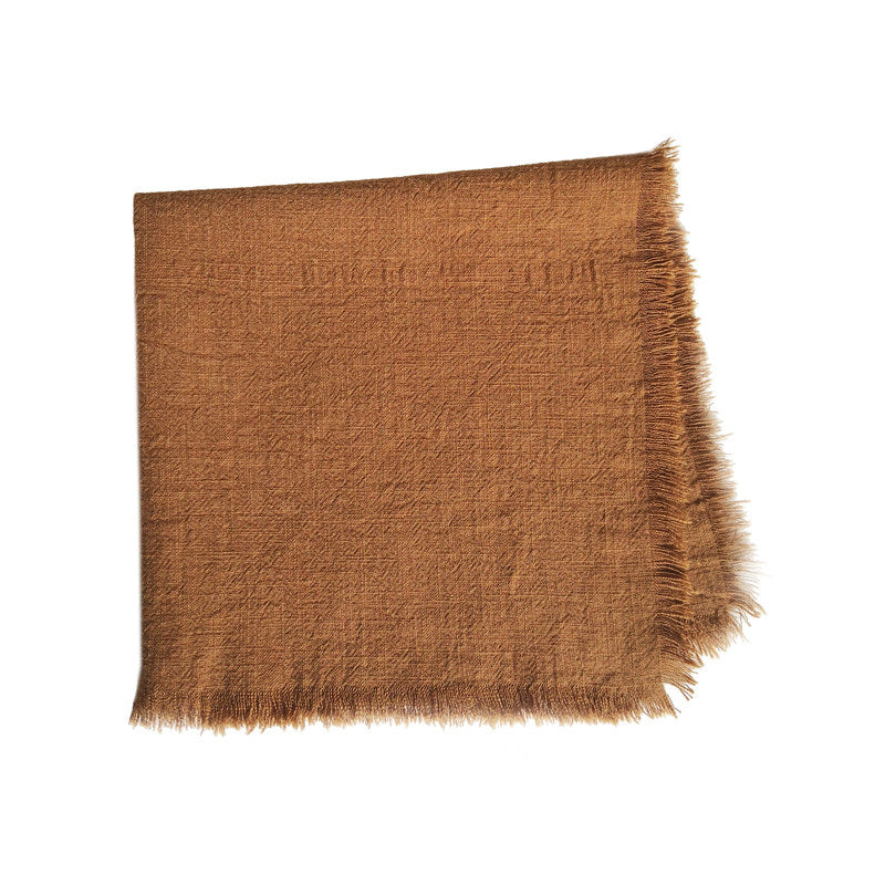 Solid Ramie-Cotton Napkin with Fringe Edge