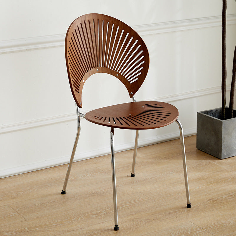 Minimalist Shell-Shaped Solid Wood Dining Chair